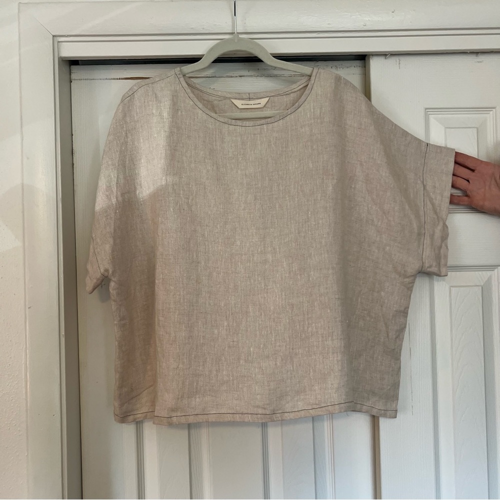 Elizabeth Suzann Georgia Tee, Sample Sale, Flax with dark stitching